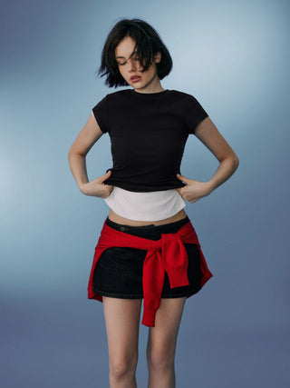 Cotton-blend Ruched Short Sleeve Tee