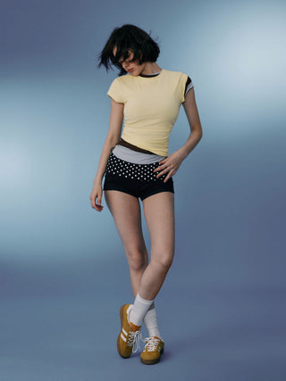 Cotton-blend Ruched Short Sleeve Tee