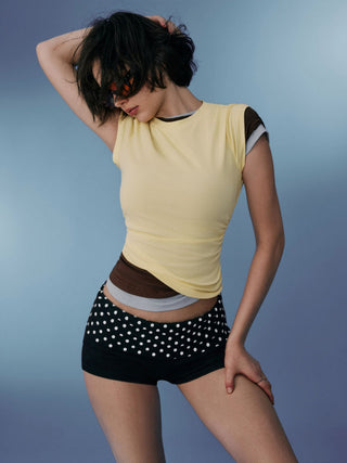 Cotton-blend Ruched Short Sleeve Tee