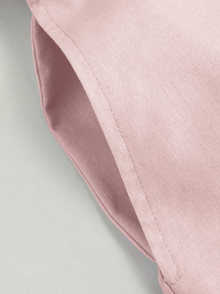 Linen-blend V-neck Button Through Tie Back A-line Mini Dress