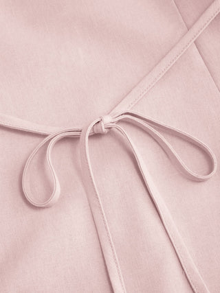 Linen-blend V-neck Button Through Tie Back A-line Mini Dress