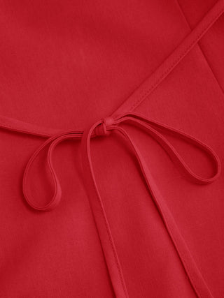 Linen-blend V-neck Button Through Tie Back A-line Mini Dress