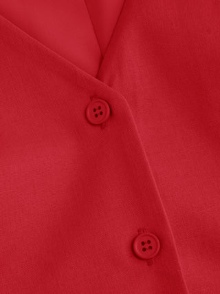 Linen-blend V-neck Button Through Tie Back A-line Mini Dress