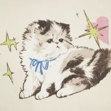 Cotton-blend Cat Graphic Short Sleeve Oversized Tee