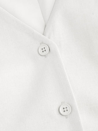 Linen-blend V-neck Button Through Tie Back A-line Mini Dress