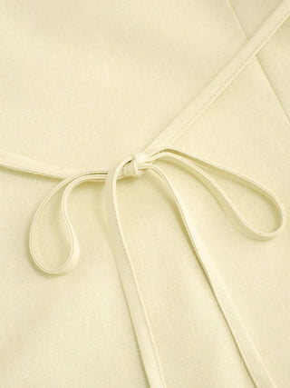 Linen-blend V-neck Button Through Tie Back A-line Mini Dress