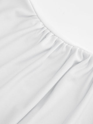 Boat Neck Short Sleeve Ruched A-line Mini Dress