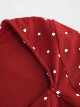 Cotton-blend Polka Dot V-neck Ruched Short Sleeve Top