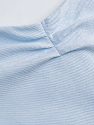 Cotton-Blend Halter Neckline Ruched Knotted Crop Tee