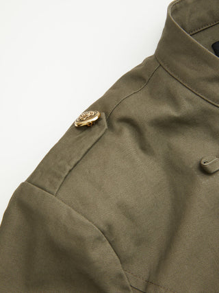 Cotton-blend Stand Collar Metal Detail Jacket