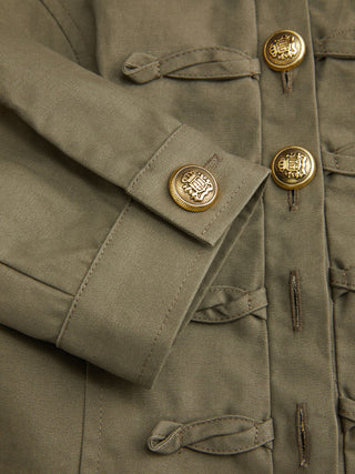 Cotton-blend Stand Collar Metal Detail Jacket
