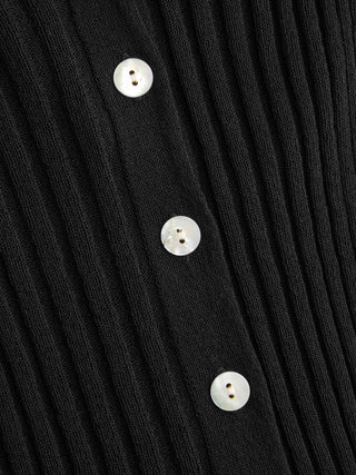 Knit V-neck Button Through Long Sleeve Top