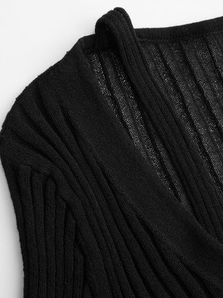 Knit V-neck Button Through Long Sleeve Top
