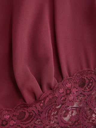 Chiffon V-neck Long Sleeve See-through Lace Trim Mini Dress