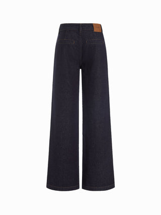 Denim Low Rise Washed Metal Detail Wide Leg Jeans