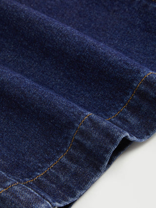 Denim Low Rise Washed Button Detail Wide Leg Jeans