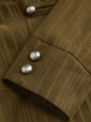 Zip Through Metal Detail Corduroy Textured Jacket