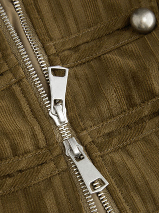 Zip Through Metal Detail Corduroy Textured Jacket