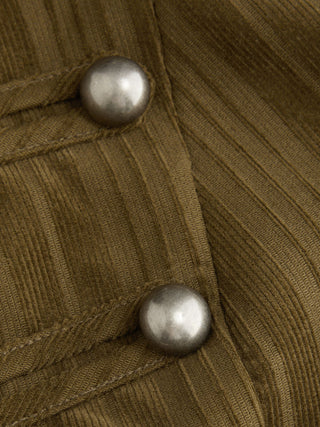 Zip Through Metal Detail Corduroy Textured Jacket