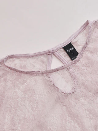 Lace Scalloped Hem Bell Sleeve Top & V-Neck Cami Top