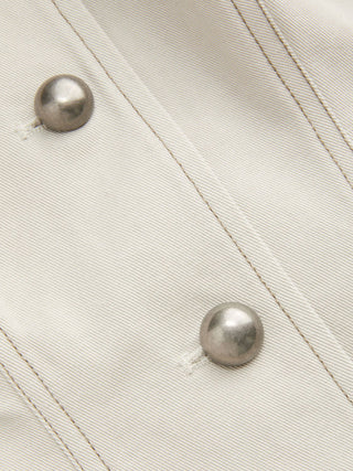 Peter Pan Collar Puff Sleeve Stitch Metal Detail Cotton-blend Jacket