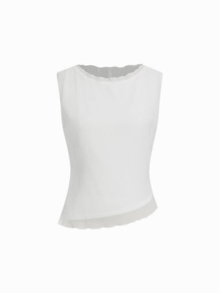 Chiffon Textured Ruched Tank Blouse