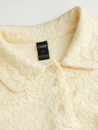Floral Lace Puff Sleeve Low Rise Shirt Mini Dress