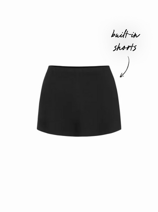 Cotton-blend Low Rise Slit Mini Skirt