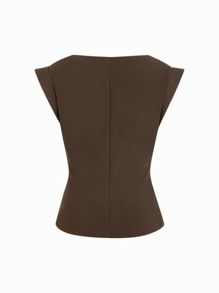 Jersey Boat Neck Ruched Crop Top