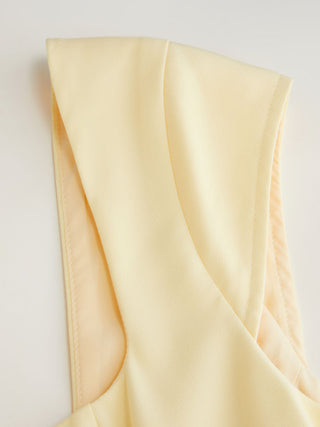 Square Neck Short Sleeve Wrap A-line Maxi Dress