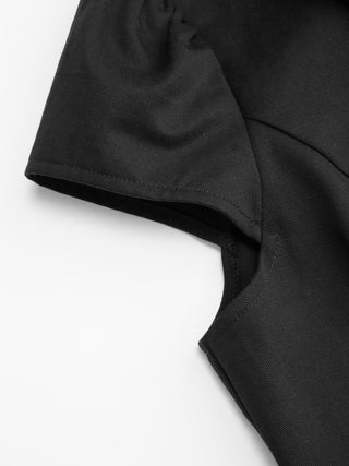 Cotton-blend Peter Pan Collar Puff Sleeve Metal Detail Double Breasted Blouse