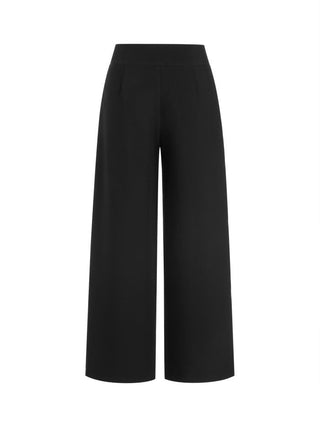 Low Rise Pleated Metal Detail Straight Leg Trousers