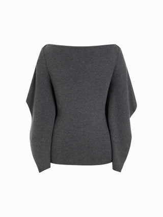 Knit Wool-blend Boat Neck Cloak Sleeve Cloak Top