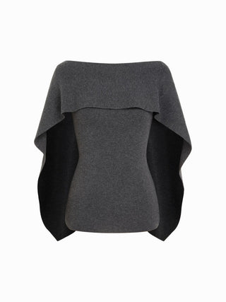 Knit Wool-blend Boat Neck Cloak Sleeve Cloak Top