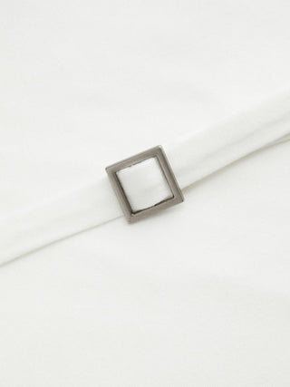 High Stretch Scoop Neck Middle Sleeve Metal Detail Slim Top With Belt