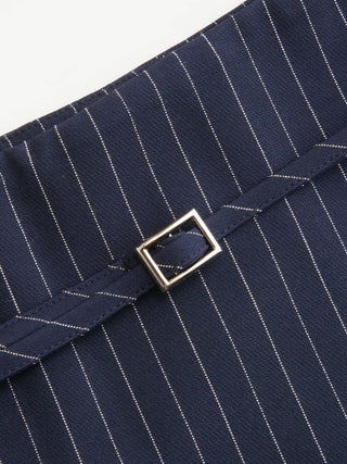 Low Rise Striped Belted A-line Mini Skort
