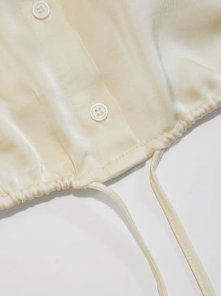 Roll Up Sleeve Drawstring Oversized Blouse