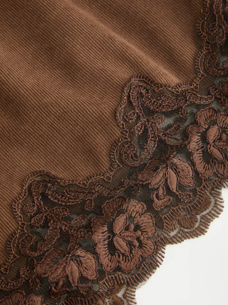 Corduroy Low Rise Drawstring Lace Trim Shorts