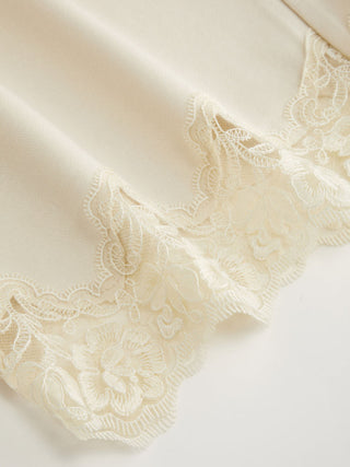 Cotton-blend Mid Rise Lace Trim Oversized Wide Leg Trousers