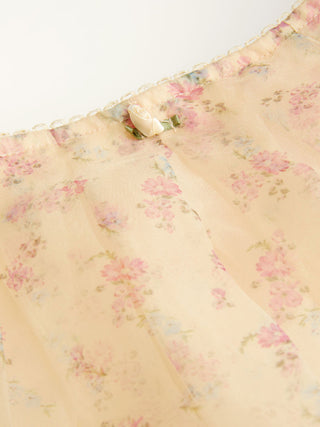 Chiffon Mid Rise Ditsy Floral Tiered Flared Oversized Maxi Skirt