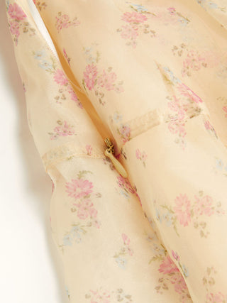 Chiffon Mid Rise Ditsy Floral Tiered Flared Oversized Maxi Skirt