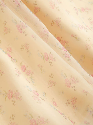 Chiffon Mid Rise Ditsy Floral Tiered Flared Oversized Maxi Skirt
