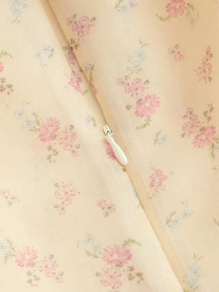 Chiffon Floral Boat Neck High Rise Flared Maxi Dress