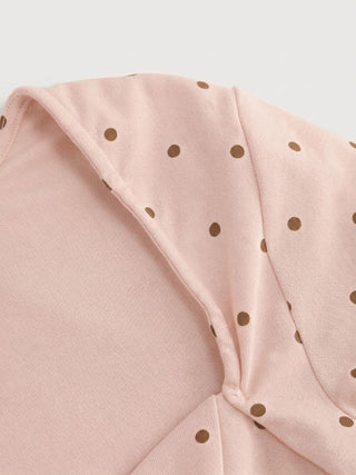 Cotton-blend Polka Dot V-neck Ruched Short Sleeve Top