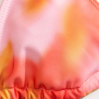 Halter Tie Dye Tie Side Bikini Three Piece Swimsuit with Ring Detail