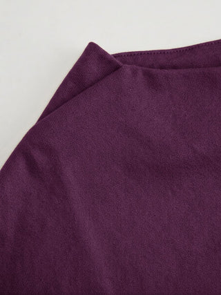 Cotton-blend Boat Neck Batwing Sleeve Drawstring Tee