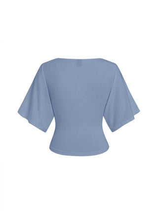 Modal-blend Boat Neck Short Sleeve Cut Out Ruched Top