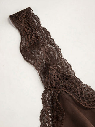 Satin V-neck Lace Trim Tank Blouse