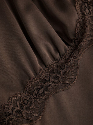 Satin V-neck Lace Trim Tank Blouse