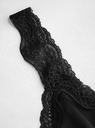 Satin V-neck Lace Trim Tank Blouse